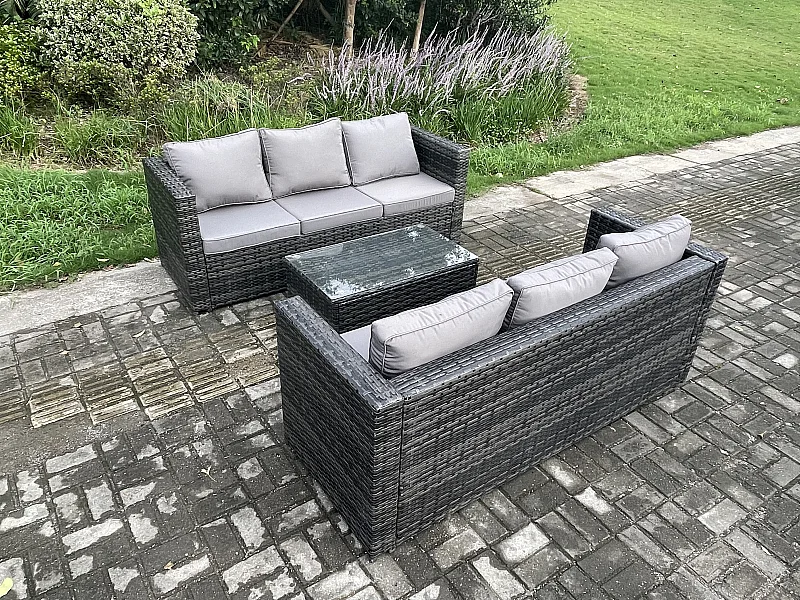 Gartenmöbel im Freien mit Couchtisch Polyrattan 6-Sitzer