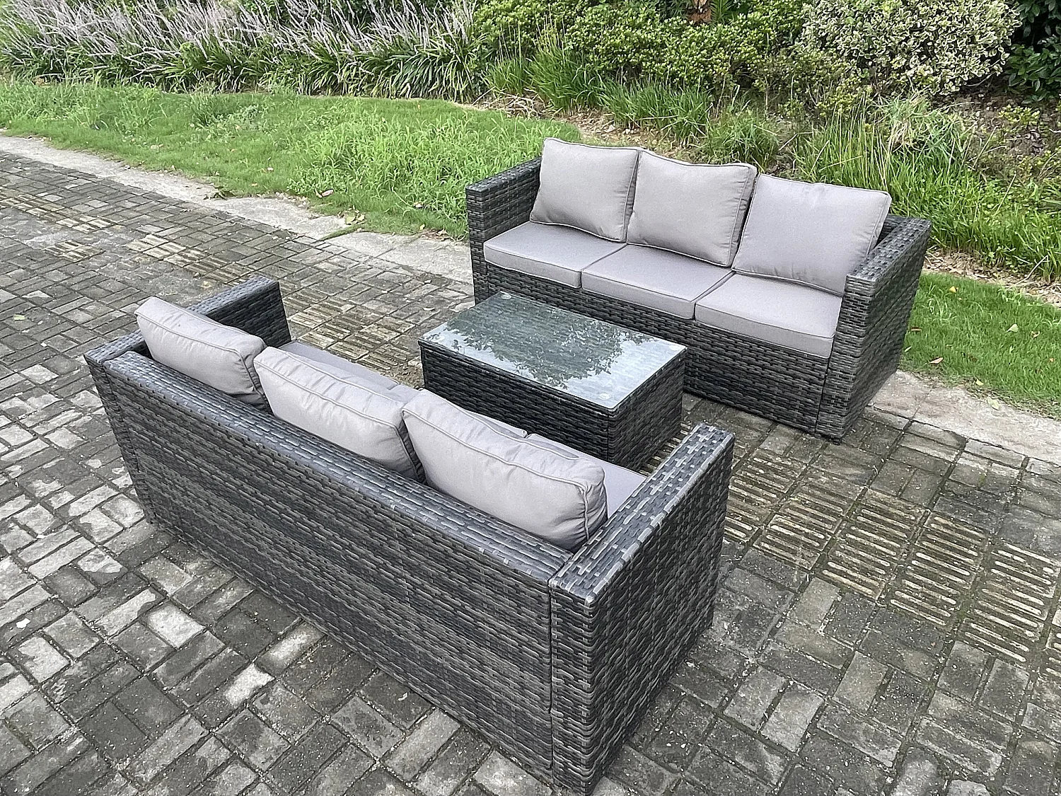 Gartenmöbel im Freien mit Couchtisch Polyrattan 6-Sitzer