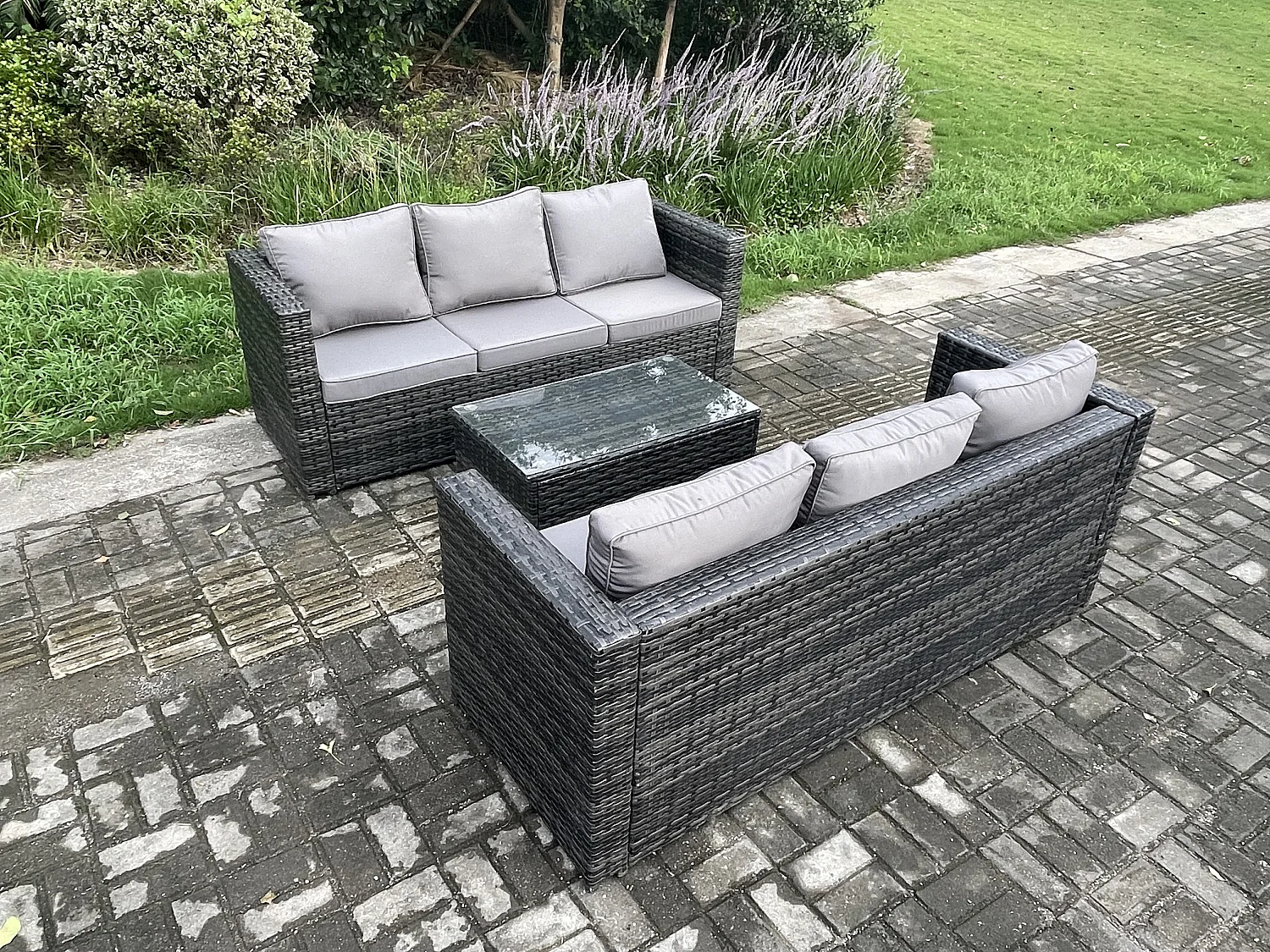 Gartenmöbel im Freien mit Couchtisch Polyrattan 6-Sitzer