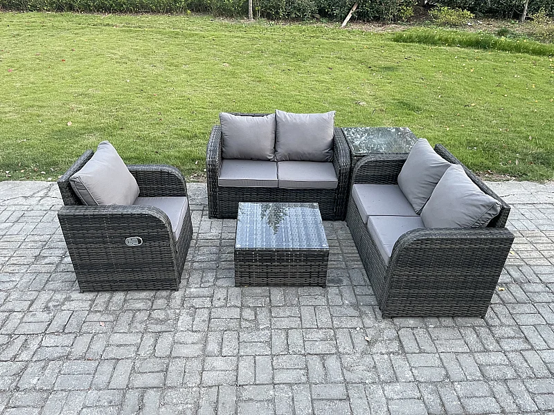 Möbe Gartenmöbel set für den Balkon Terrasse lounge set 5-Sitzer Dunkelgrau