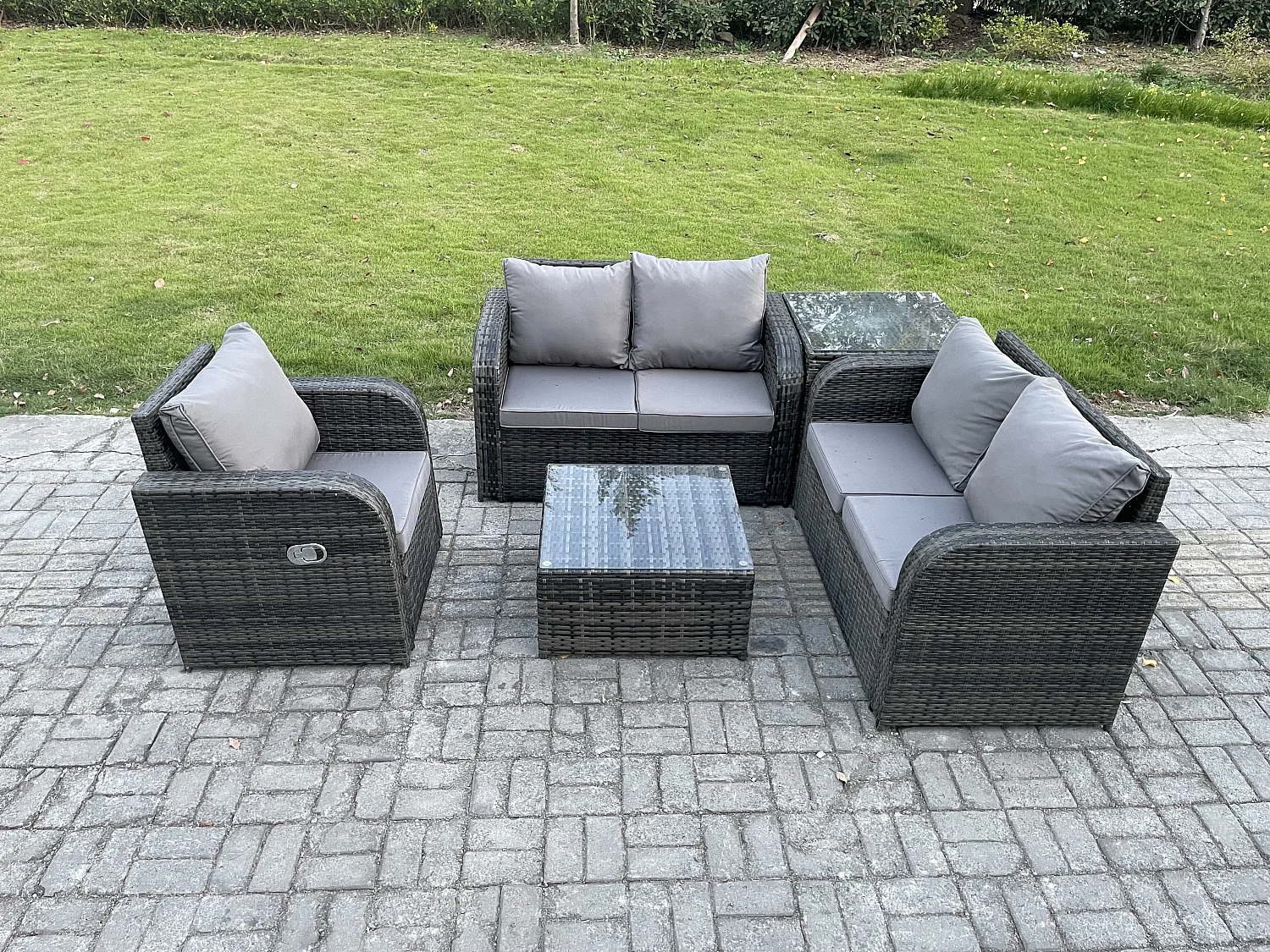 Möbe Gartenmöbel set für den Balkon Terrasse lounge set 5-Sitzer Dunkelgrau