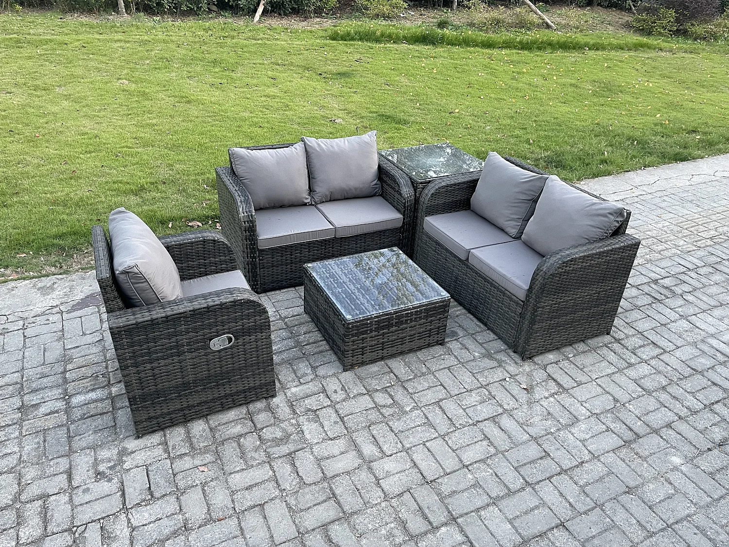 Möbe Gartenmöbel set für den Balkon Terrasse lounge set 5-Sitzer Dunkelgrau