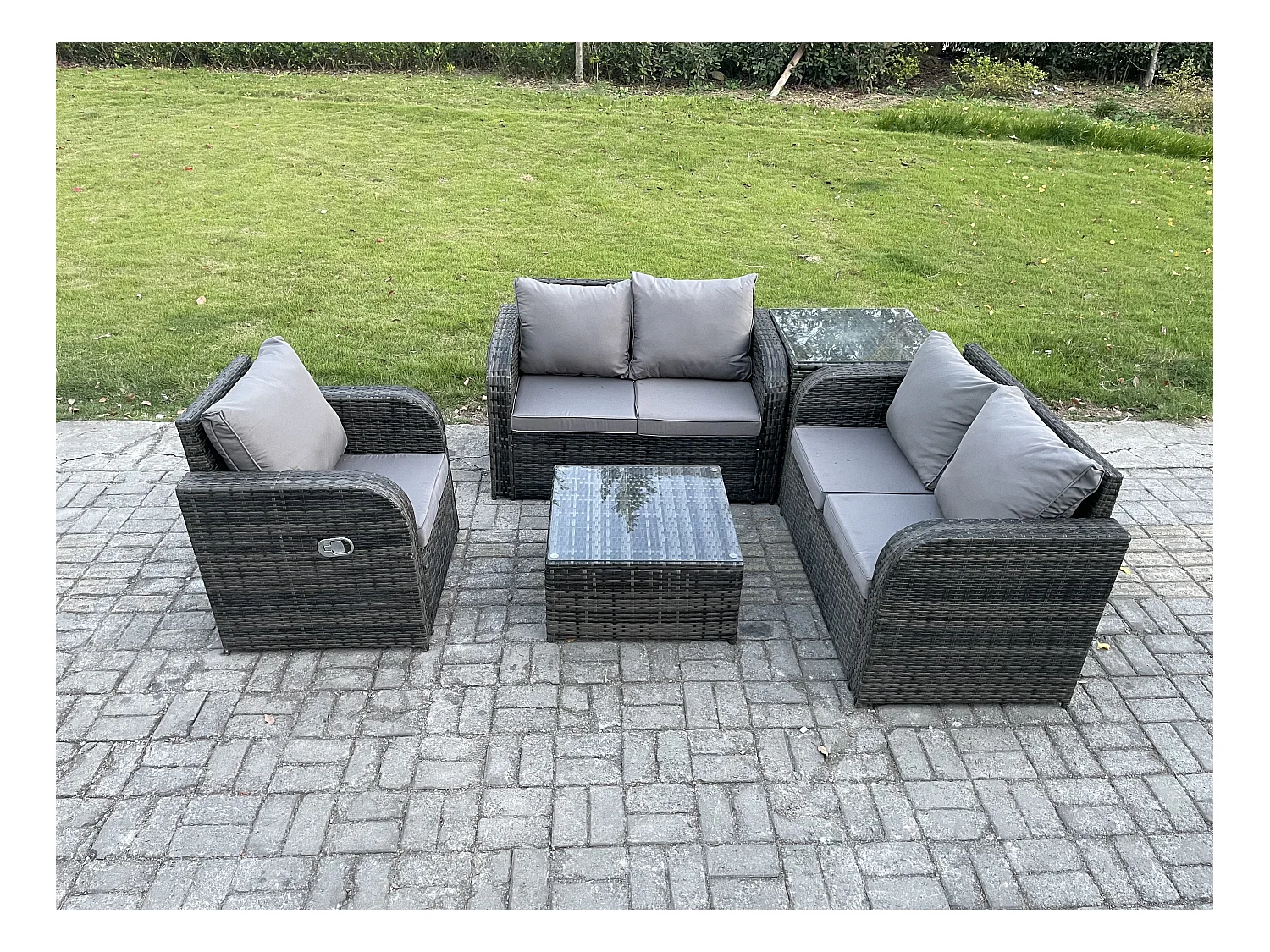 Möbe Gartenmöbel set für den Balkon Terrasse lounge set 5-Sitzer Dunkelgrau