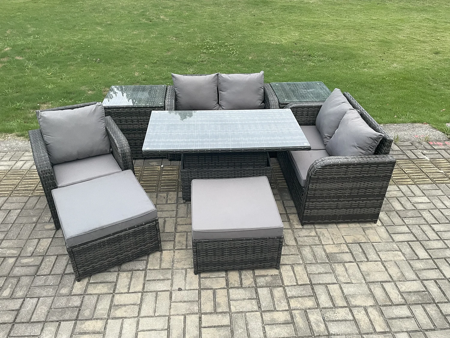 7-Sitzer Polyrattan Gartenmöbel Set mit Esstisch