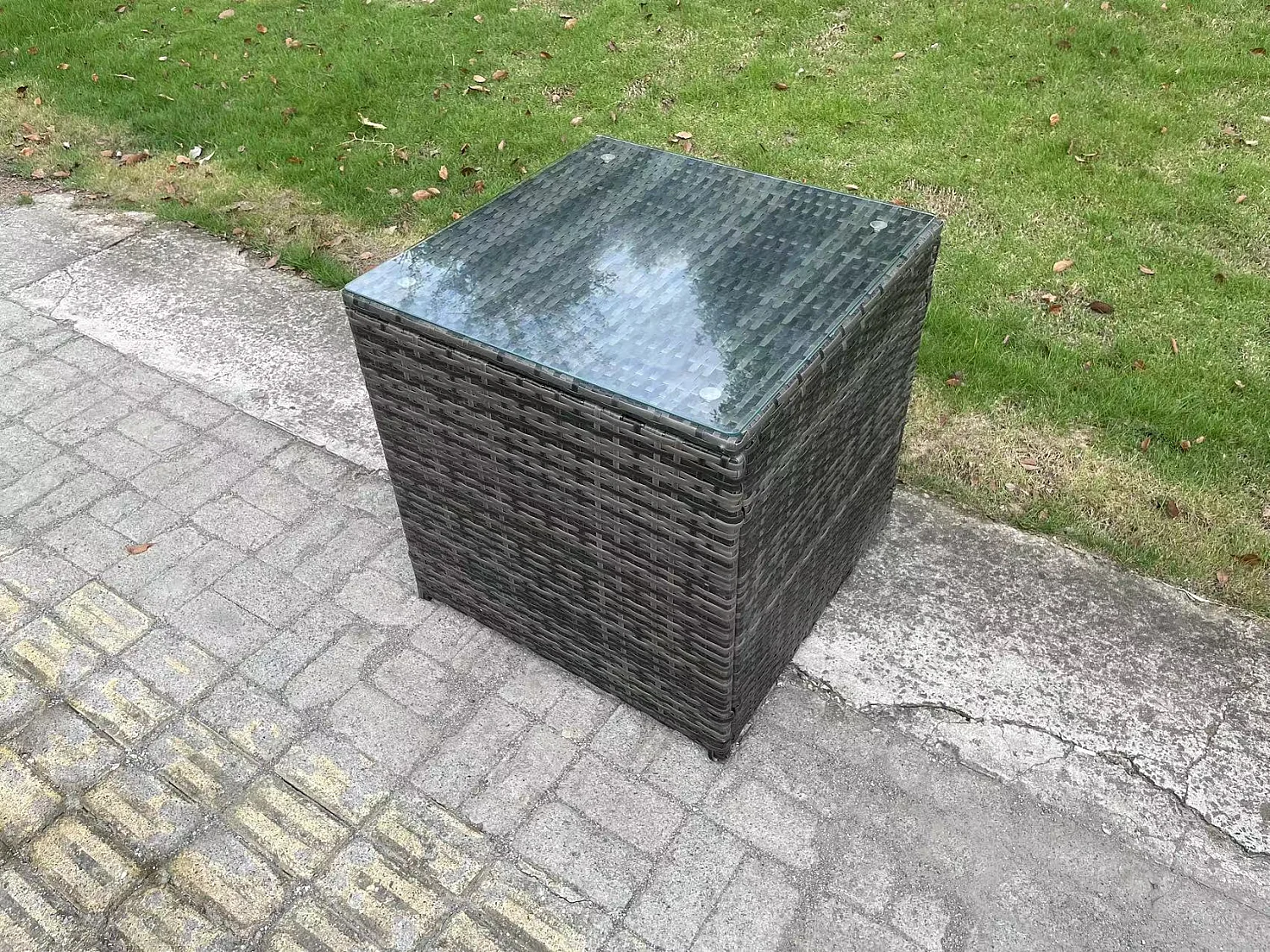 Polyrattan Gartenmöbel Set mit Beistelltisch 8-Sitzer Dunkelgrau