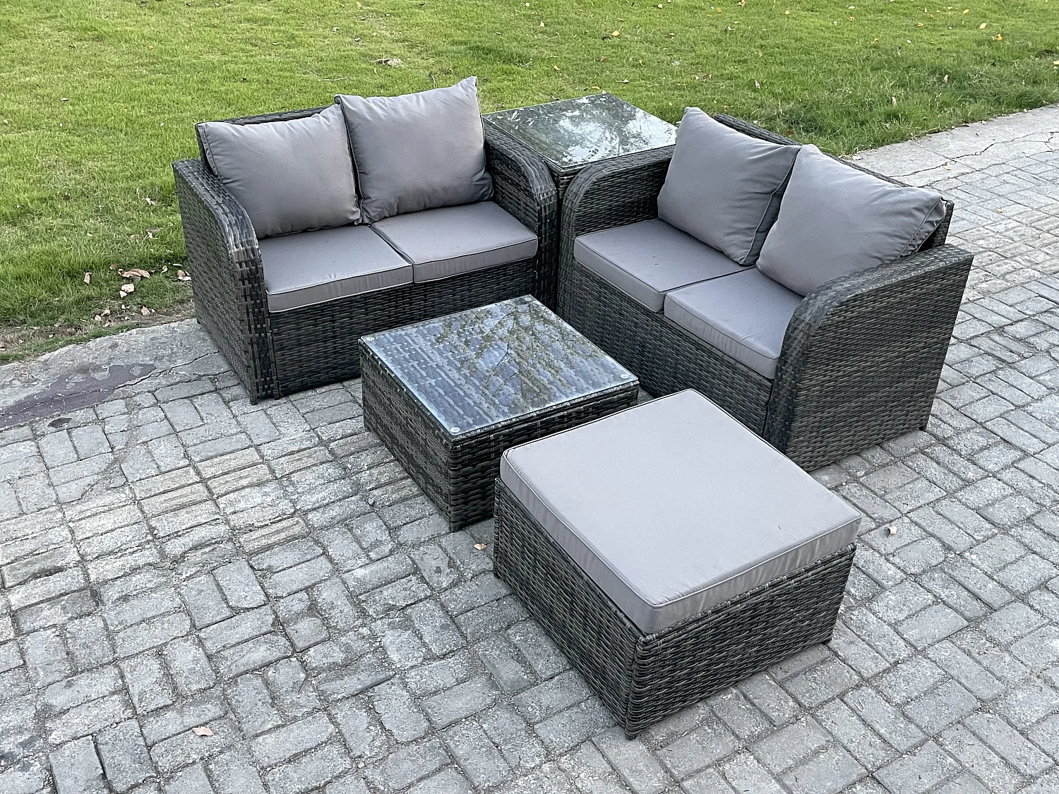Möbe Gartenmöbel set für den Balkon Terrasse 5-Sitzer Dunkelgrau