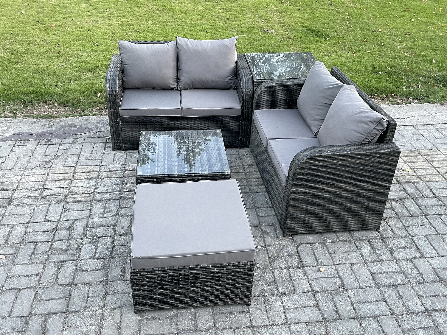 Möbe Gartenmöbel set für den Balkon Terrasse 5-Sitzer Dunkelgrau