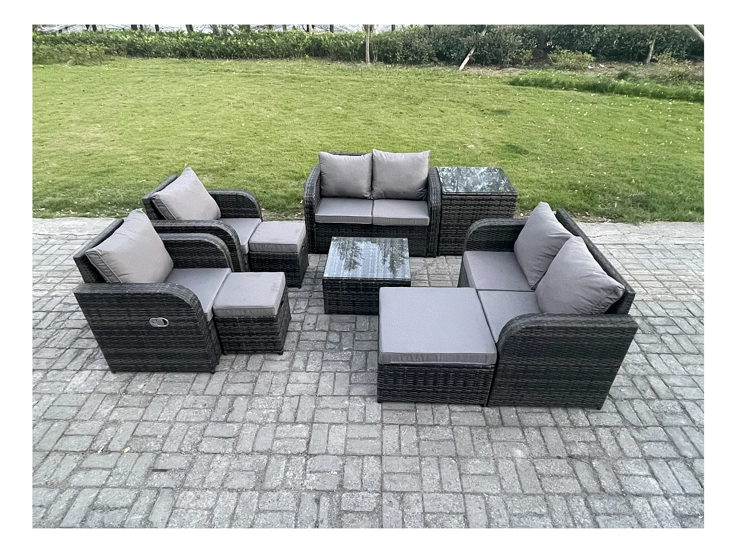 Möbe Gartenmöbel set 9-Sitzer für den Balkon Terrasse lounge set Dunkelgrau
