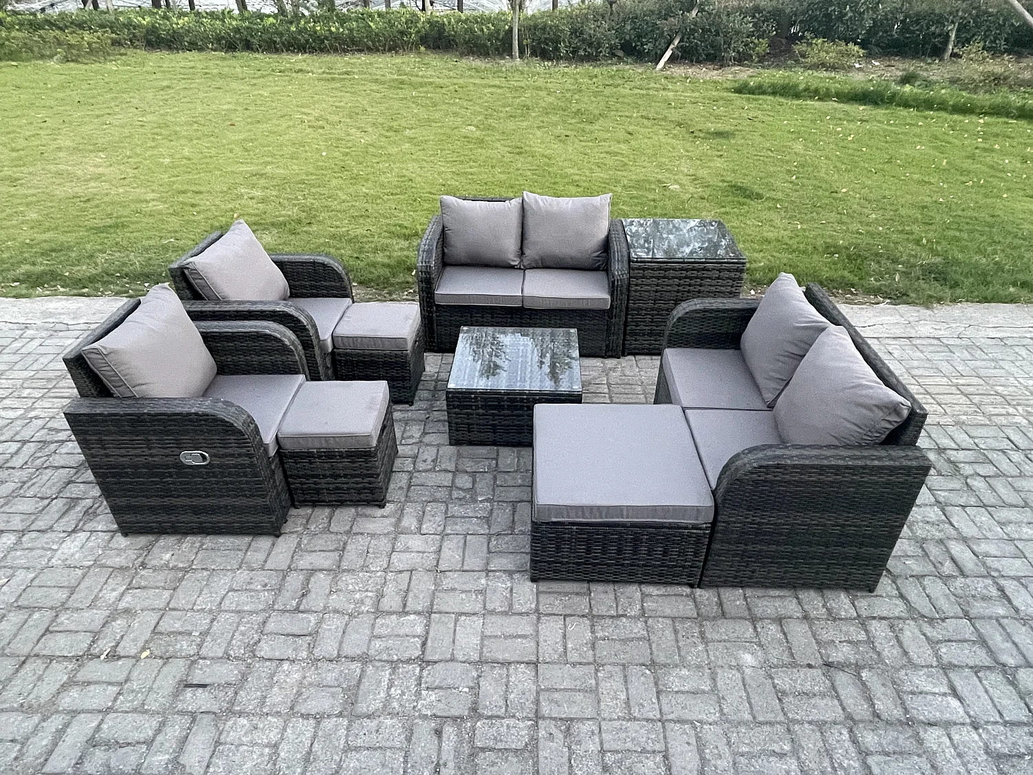 Möbe Gartenmöbel set 9-Sitzer für den Balkon Terrasse lounge set Dunkelgrau