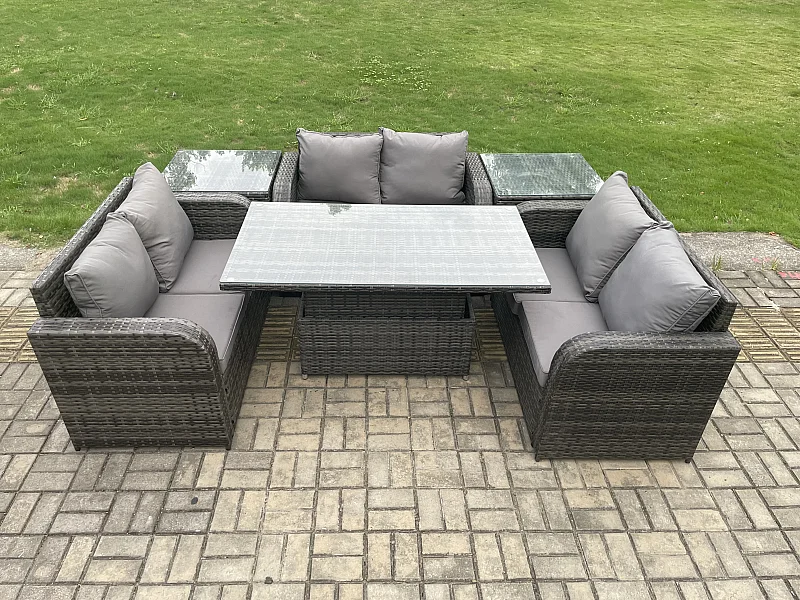 Polyrattan Gartenmöbel Set mit Beistelltisch 6-Sitzer