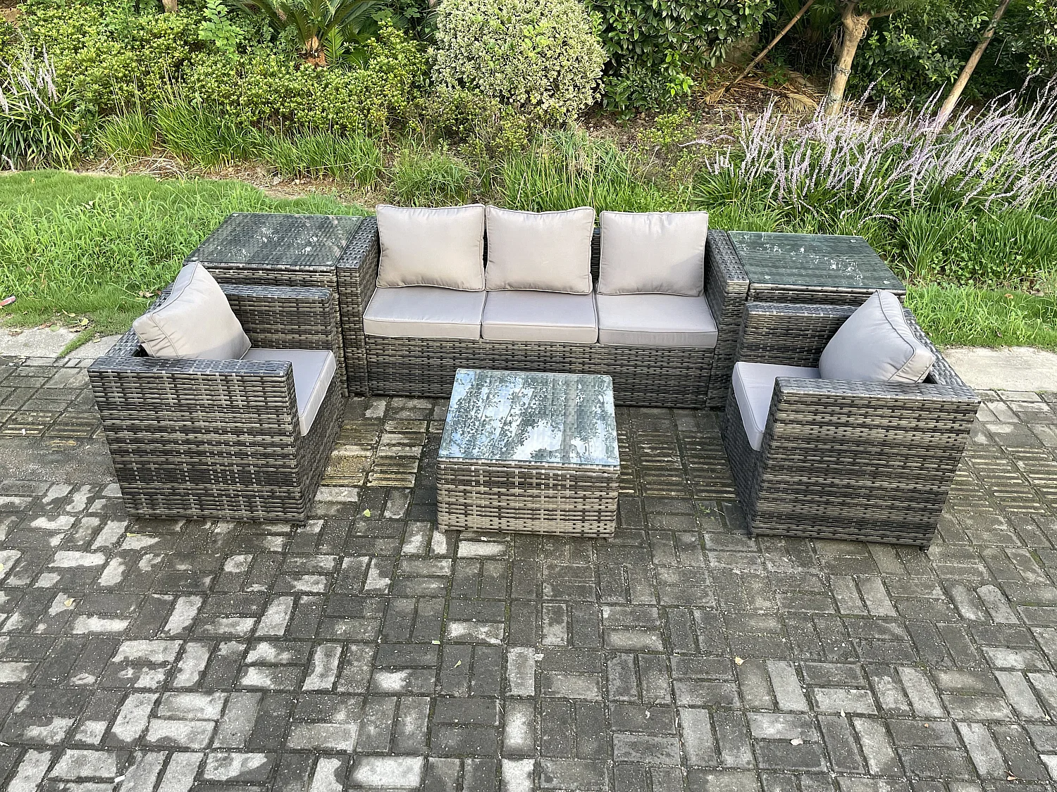 Polyrattan Gartenmöbelset im Freien mit Couchtisch 5-Sitzer