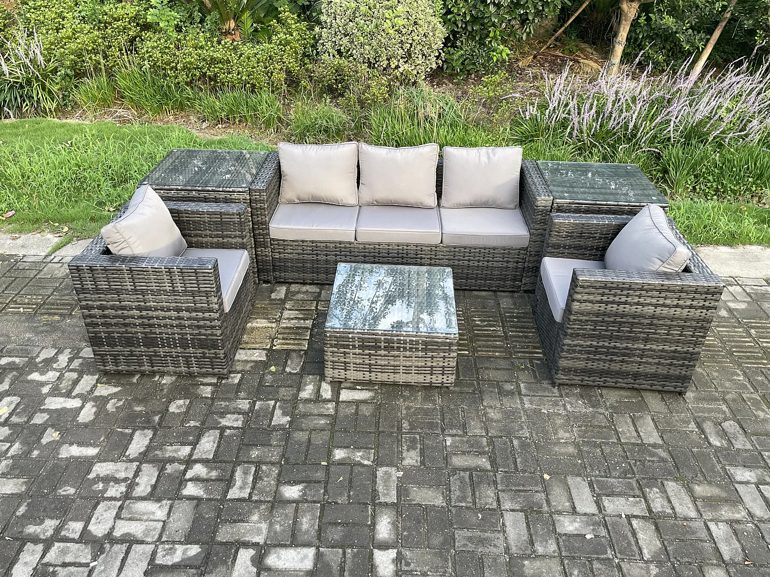 Polyrattan Gartenmöbelset im Freien mit Couchtisch 5-Sitzer