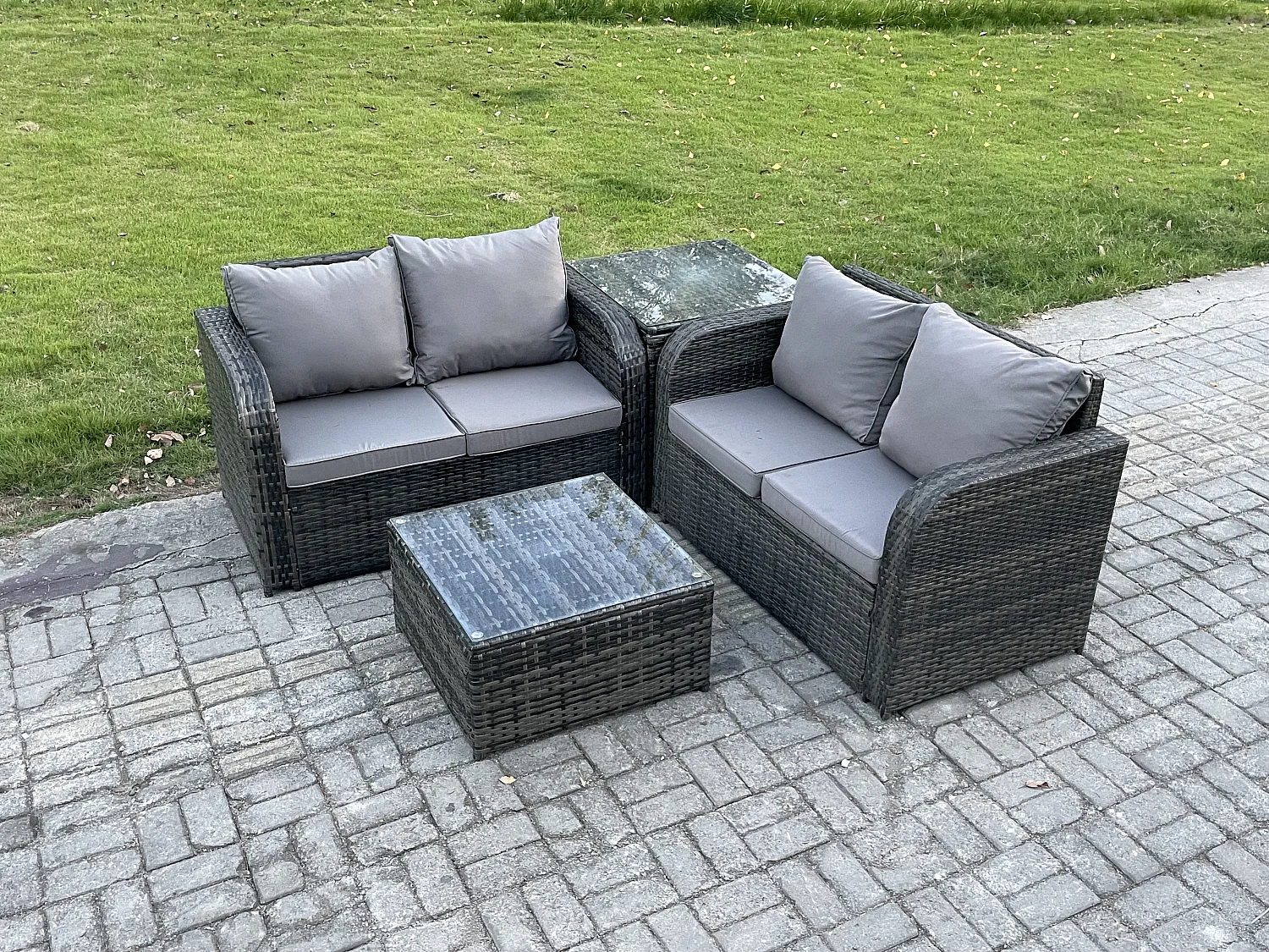 Möbe 4-Sitzer Gartenmöbel set für den Balkon Terrasse Dunkelgrau