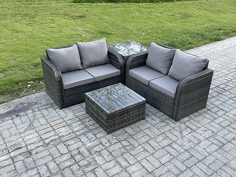 Möbe 4-Sitzer Gartenmöbel set für den Balkon Terrasse Dunkelgrau