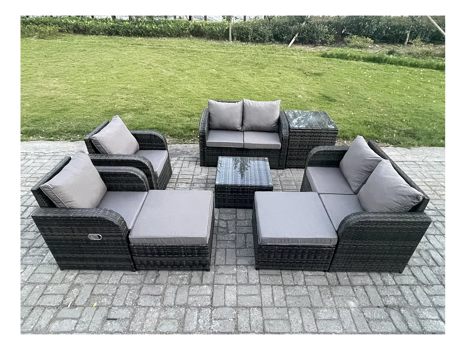 Möbe Gartenmöbel set für den Balkon Terrasse lounge set Dunkelgrau