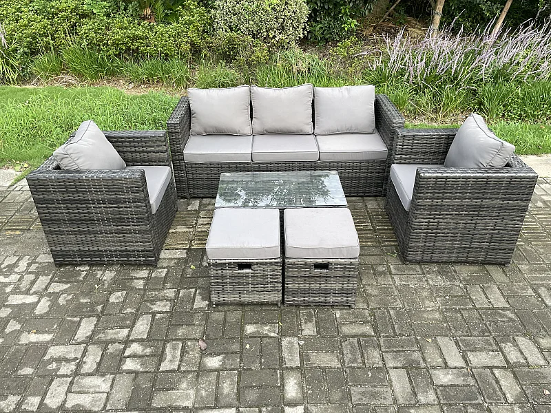 Gartenmöbel im Freien mit Couchtisch Polyrattan 7-Sitzer