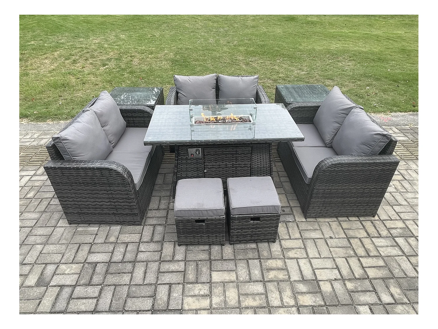 Gartenmöbel im Freien Polyrattan 8-Sitzer Dunkelgrau