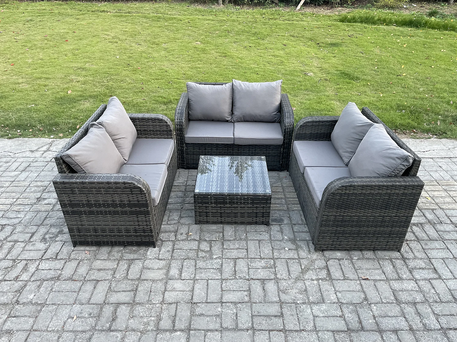 Möbe Gartenmöbel set 6-Sitzer für den Terrasse Balkon Dunkelgrau