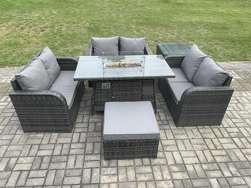 Gartenmöbel im Freien Polyrattan Dunkelgrau 7-Sitzer