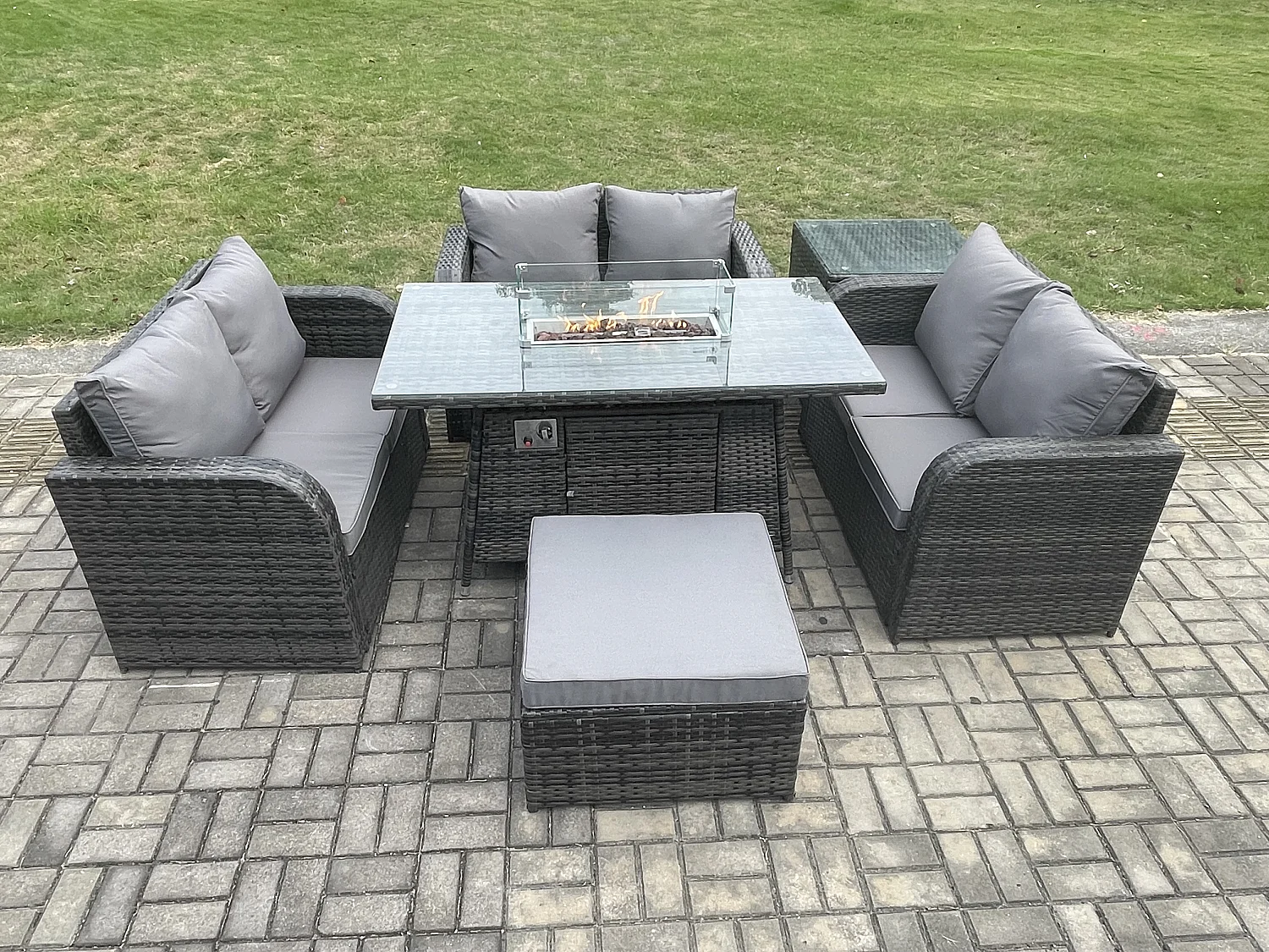 Gartenmöbel im Freien Polyrattan Dunkelgrau 7-Sitzer