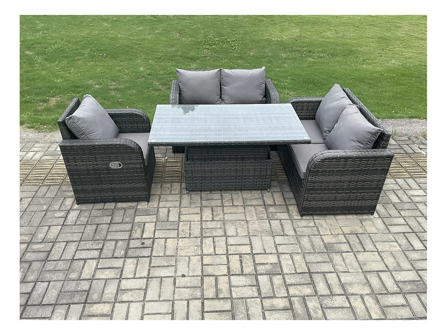 Polyrattan Gartenmöbel Set mit Esstisch 5-Sitzer