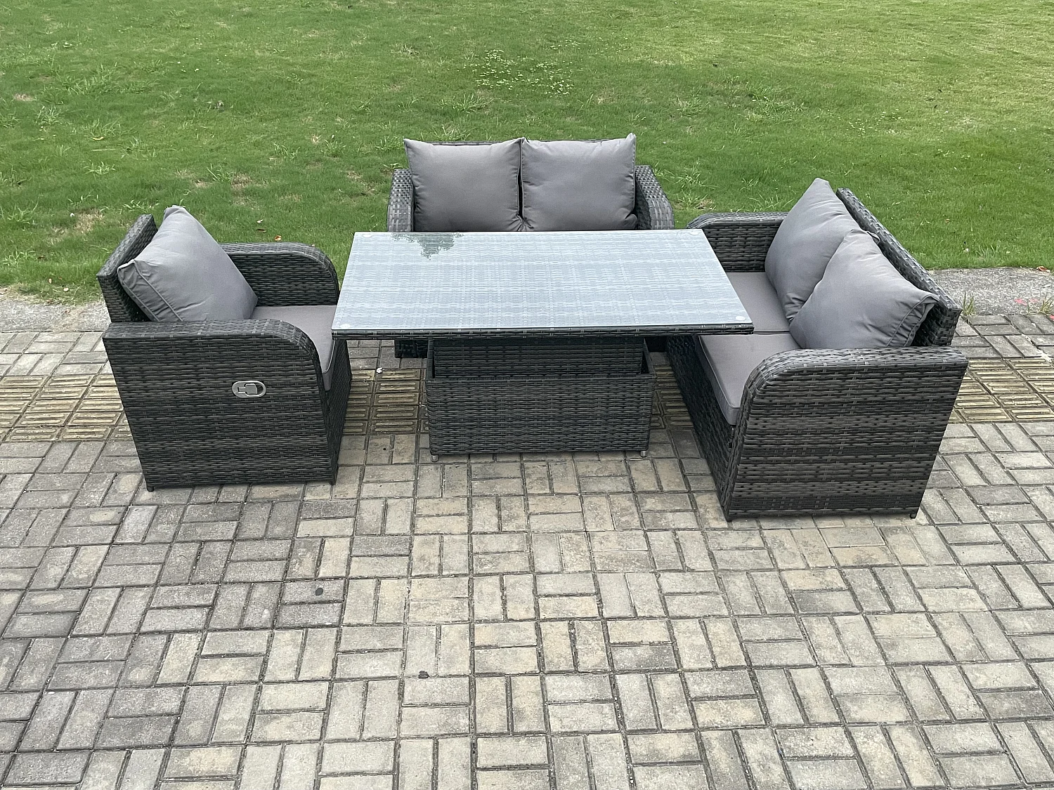 Polyrattan Gartenmöbel Set mit Esstisch 5-Sitzer