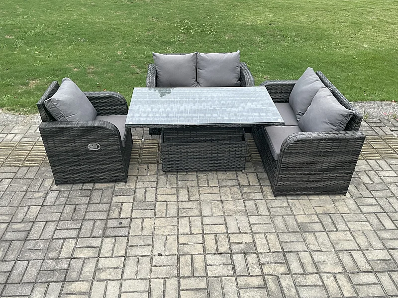 Polyrattan Gartenmöbel Set mit Esstisch 5-Sitzer