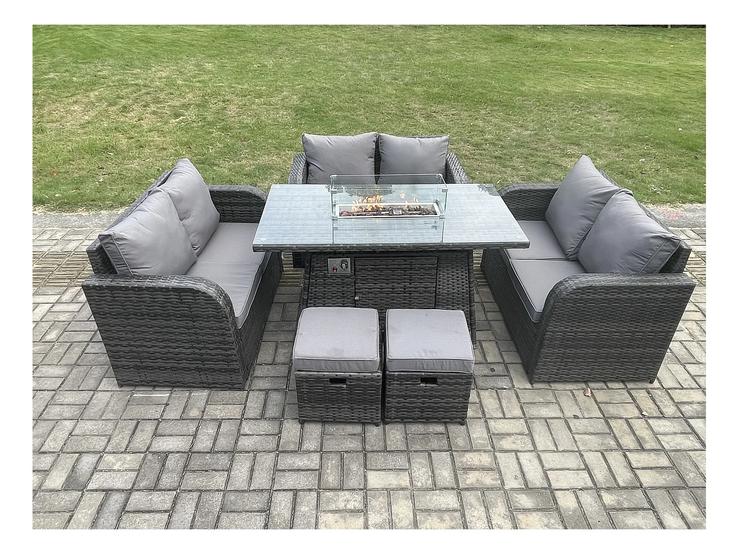 Gartenmöbel im Freien Polyrattan Dunkelgrau 8-Sitzer