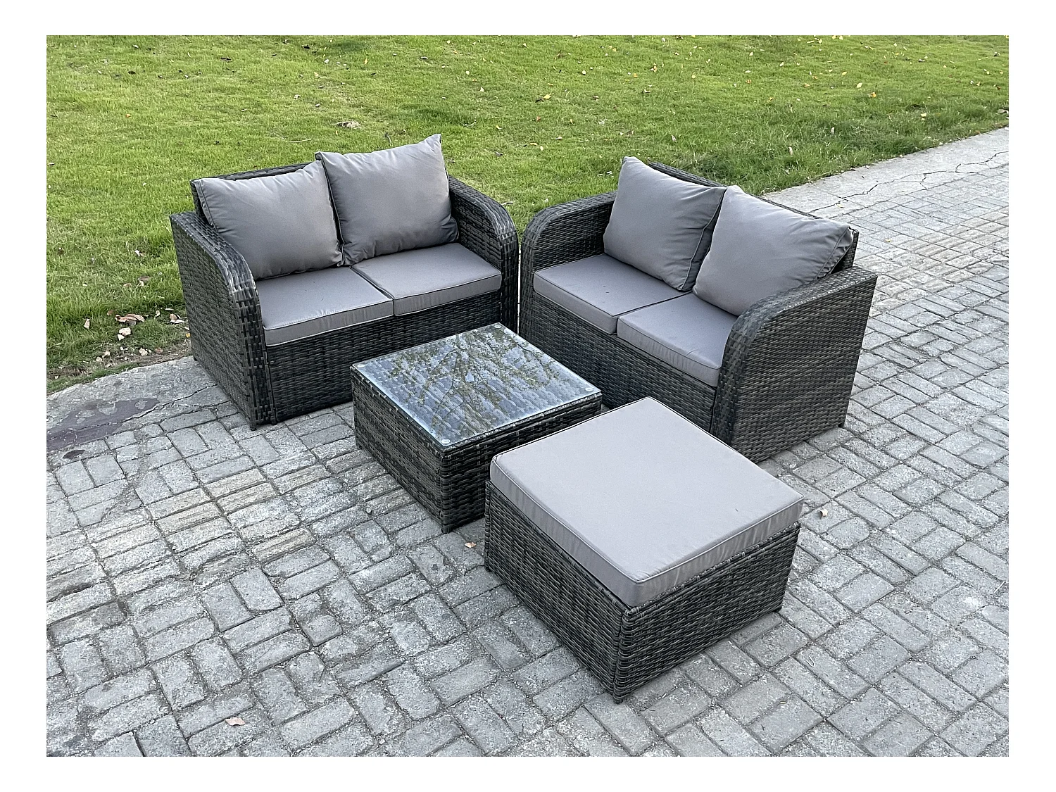 Möbe 5-Sitzer Gartenmöbel set für den Balkon Terrasse Dunkelgrau