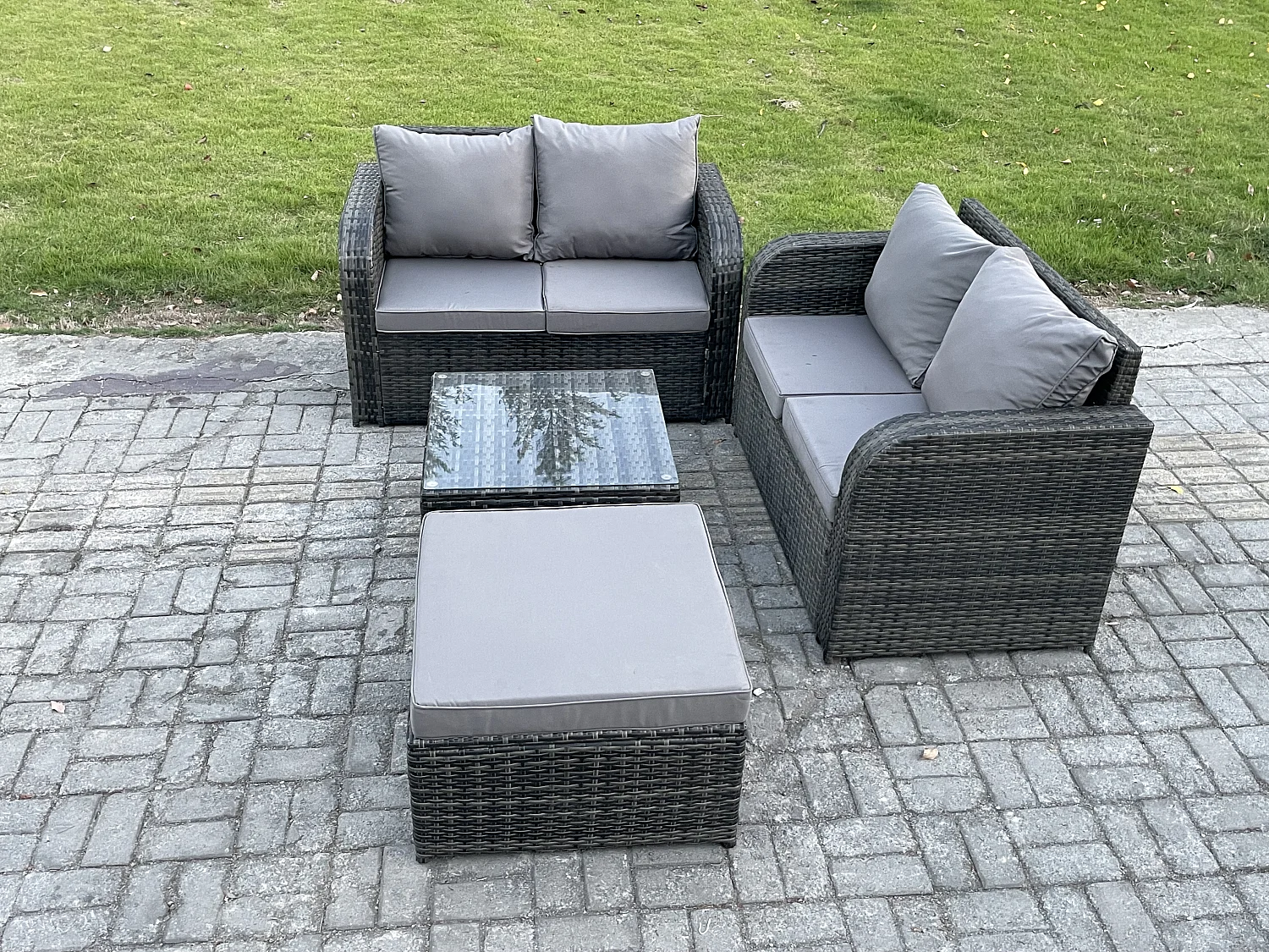 Möbe 5-Sitzer Gartenmöbel set für den Balkon Terrasse Dunkelgrau