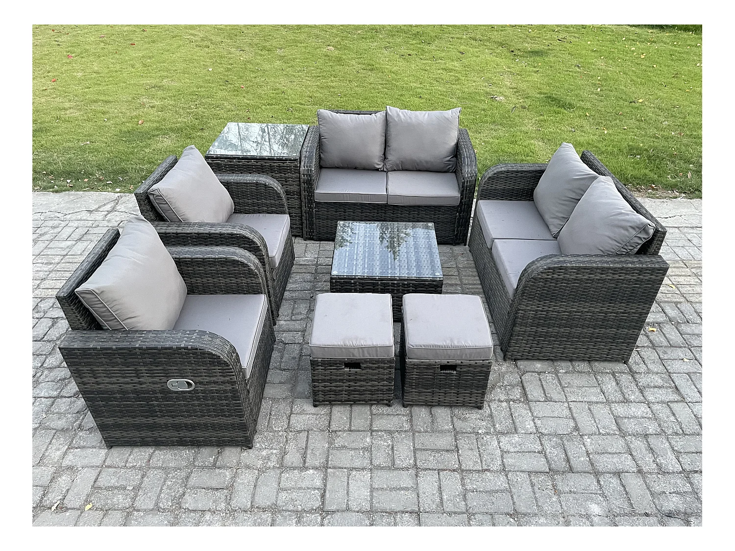 Möbe Gartenmöbel set 8-Sitzer für den Balkon Terrasse lounge set Dunkelgrau