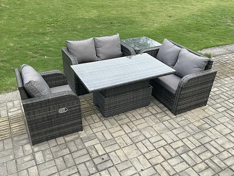 Polyrattan Gartenmöbel Set mit Esstisch 5-Sitzer