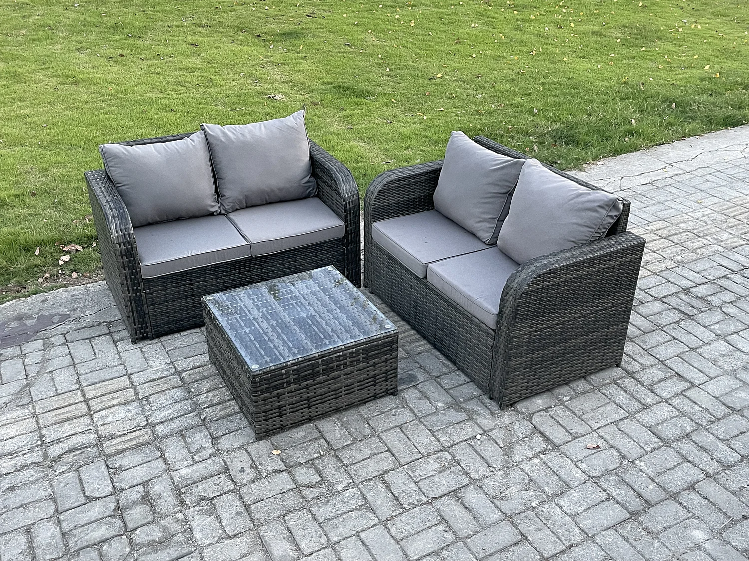 Möbe Gartenmöbel set für den Balkon Terrasse 4-Sitzer Dunkelgrau