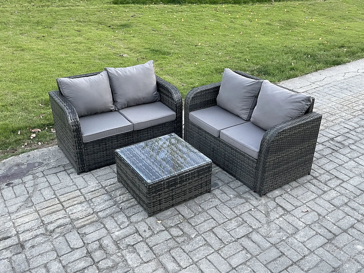 Möbe Gartenmöbel set für den Balkon Terrasse 4-Sitzer Dunkelgrau