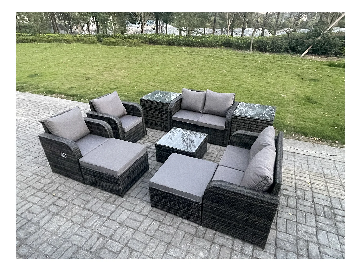 Möbe Gartenmöbel set für den Balkon Terrasse lounge set Dunkelgrau 8-Sitzer
