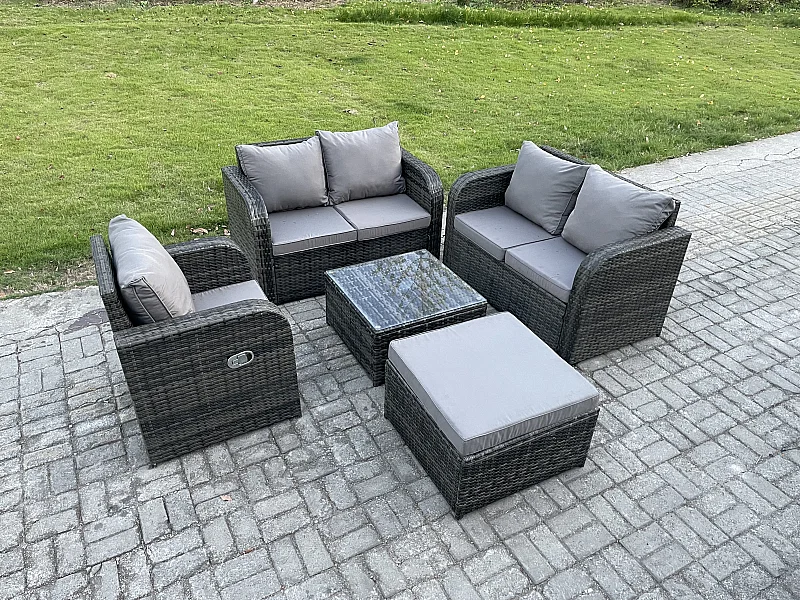Möbe Gartenmöbel set für den Balkon Terrasse lounge set Dunkelgrau 6-Sitzer