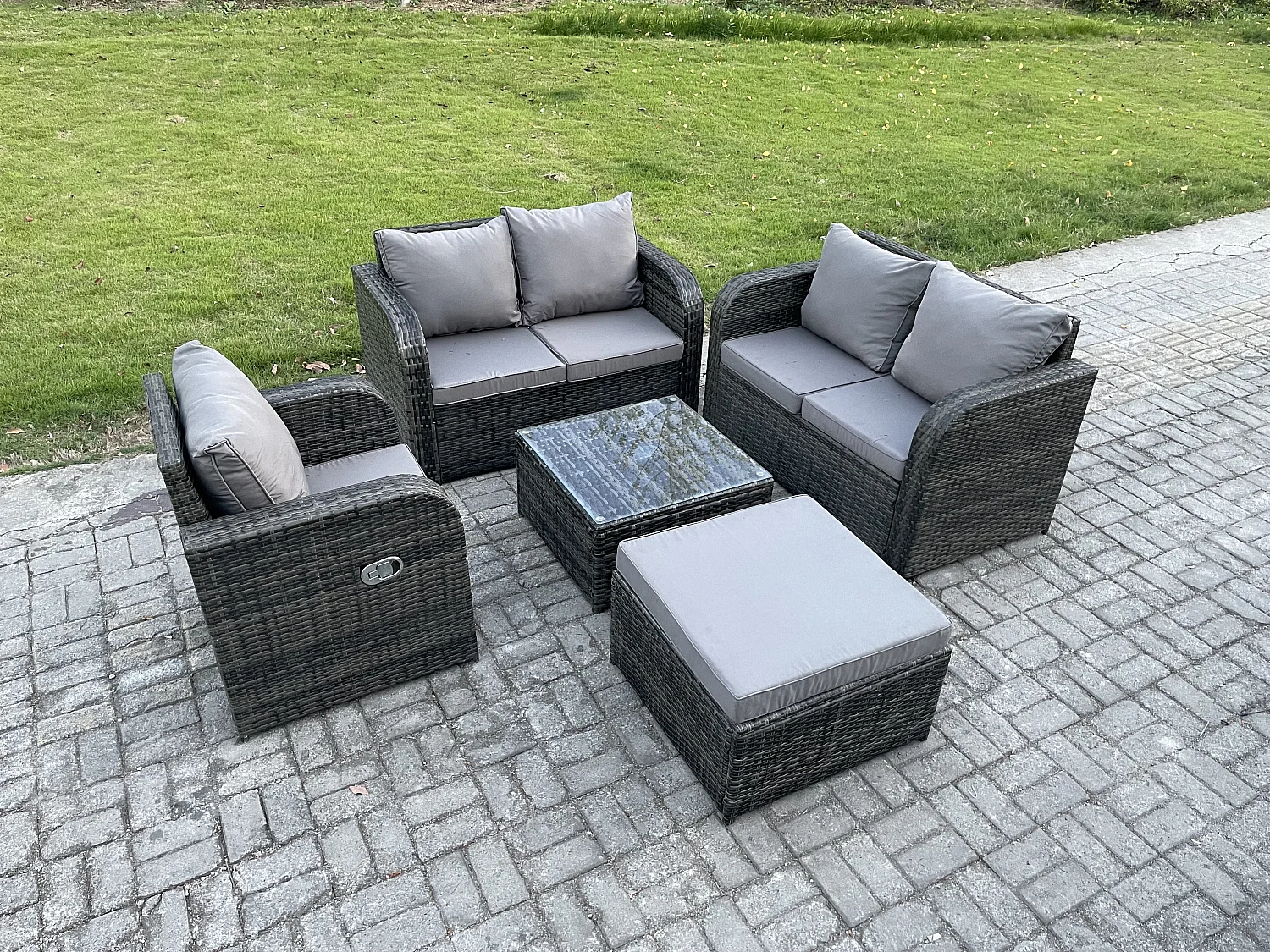 Möbe Gartenmöbel set für den Balkon Terrasse lounge set Dunkelgrau 6-Sitzer