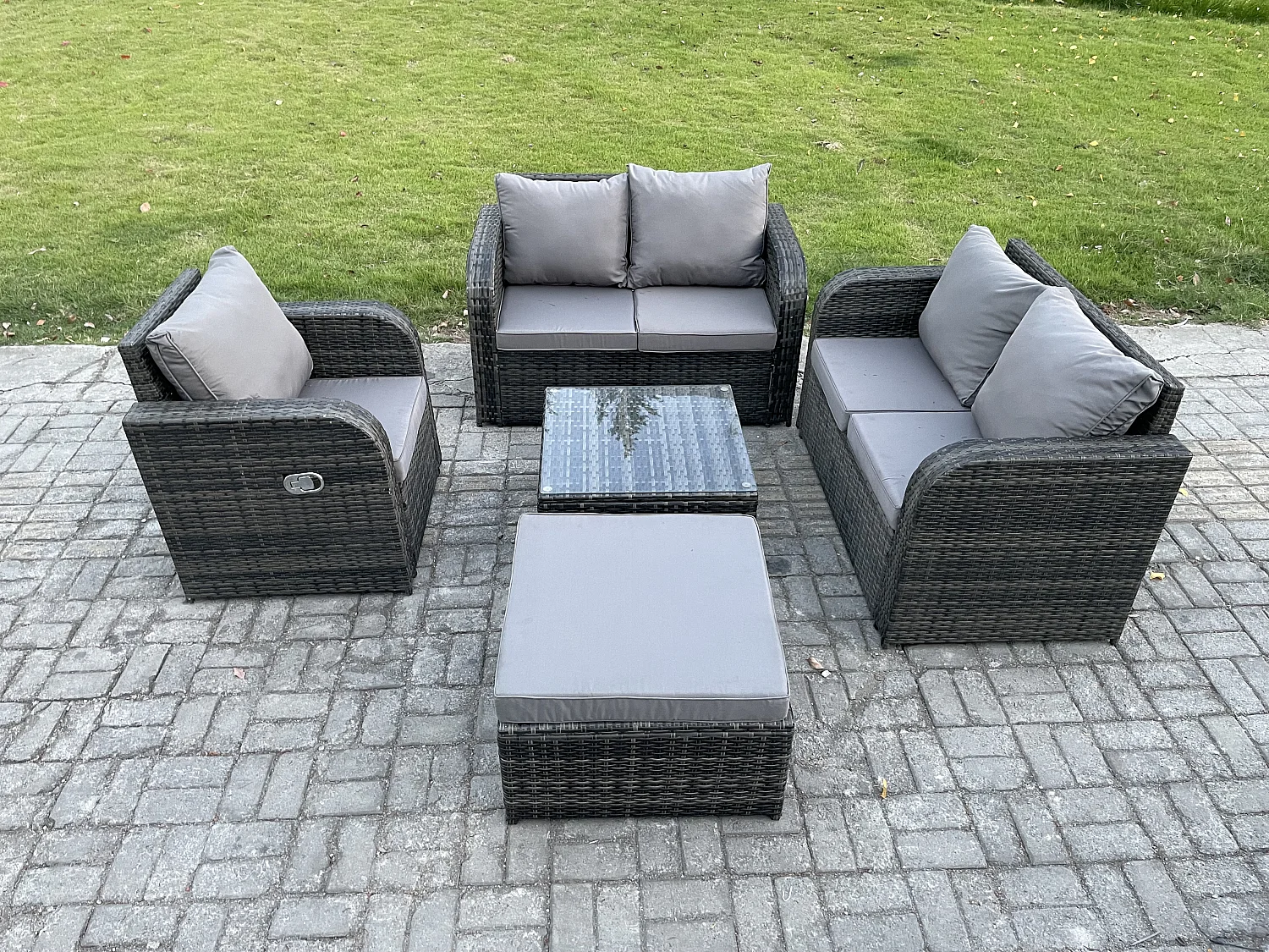 Möbe Gartenmöbel set für den Balkon Terrasse lounge set Dunkelgrau 6-Sitzer