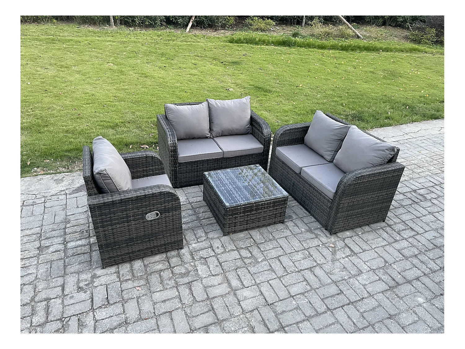 Möbe Gartenmöbel set für den Balkon Terrasse lounge set Dunkelgrau 5-Sitzer
