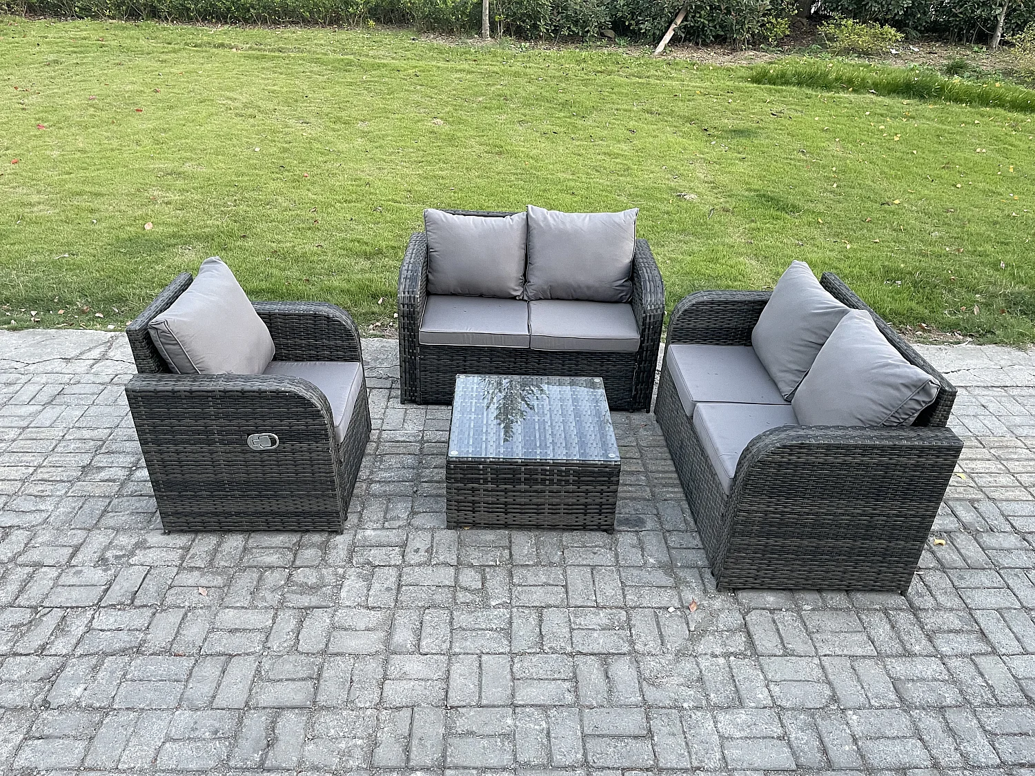 Möbe Gartenmöbel set für den Balkon Terrasse lounge set Dunkelgrau 5-Sitzer