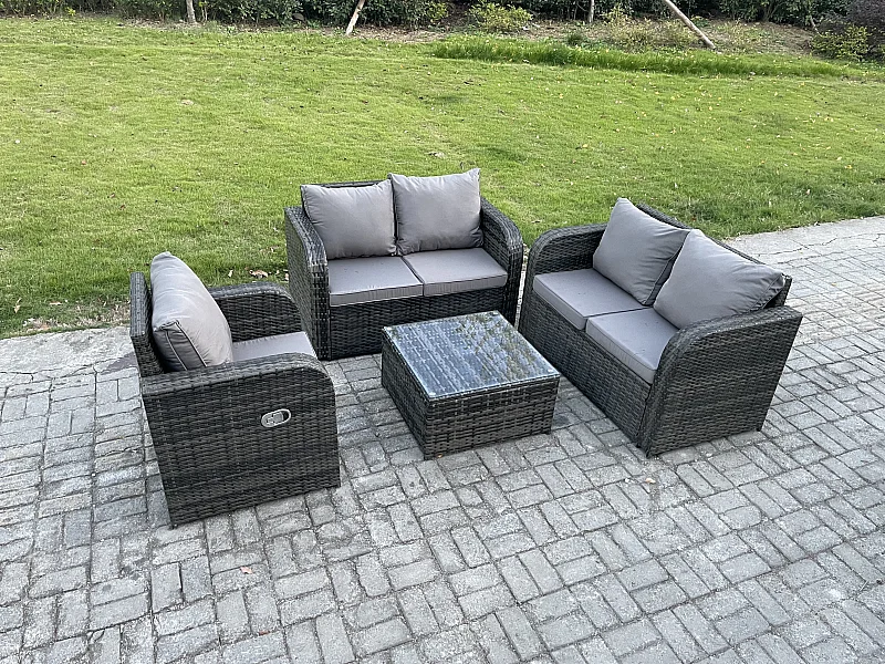 Möbe Gartenmöbel set für den Balkon Terrasse lounge set Dunkelgrau 5-Sitzer