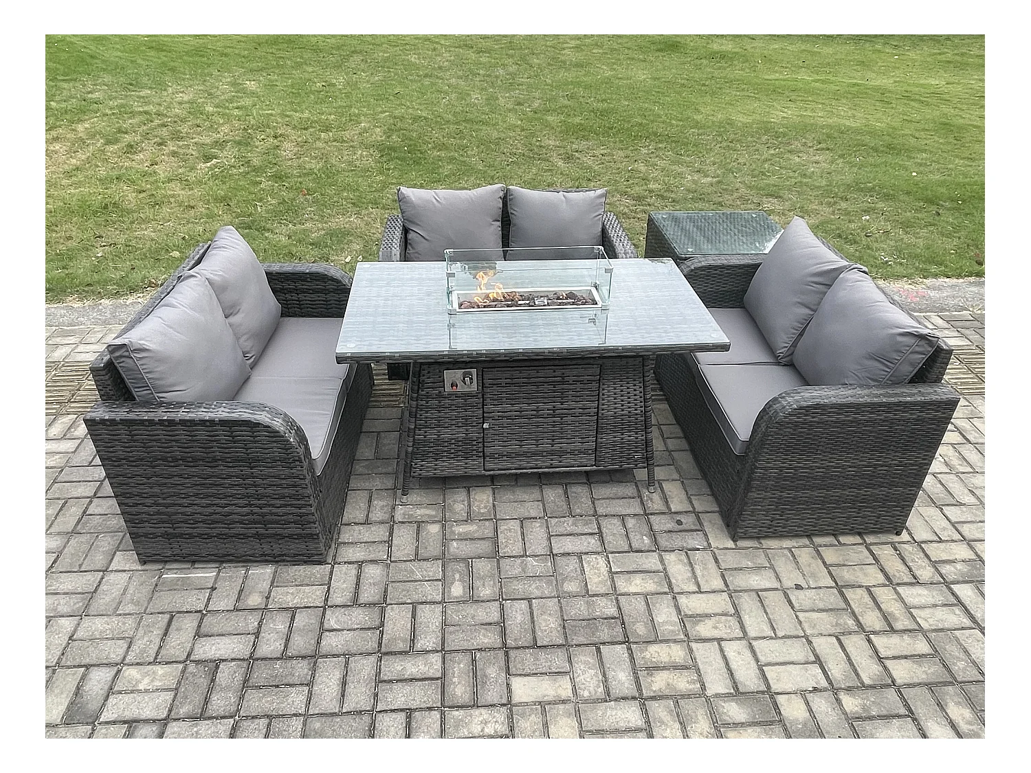 Gartenmöbel im Freien Polyrattan Dunkelgrau 6-Sitzer