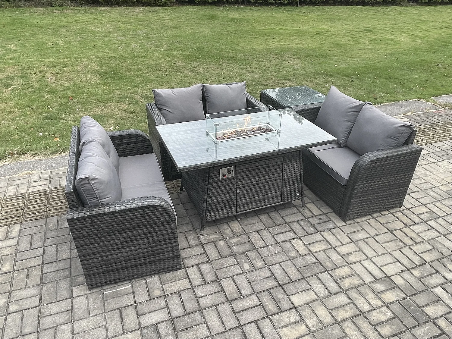 Gartenmöbel im Freien Polyrattan Dunkelgrau 6-Sitzer