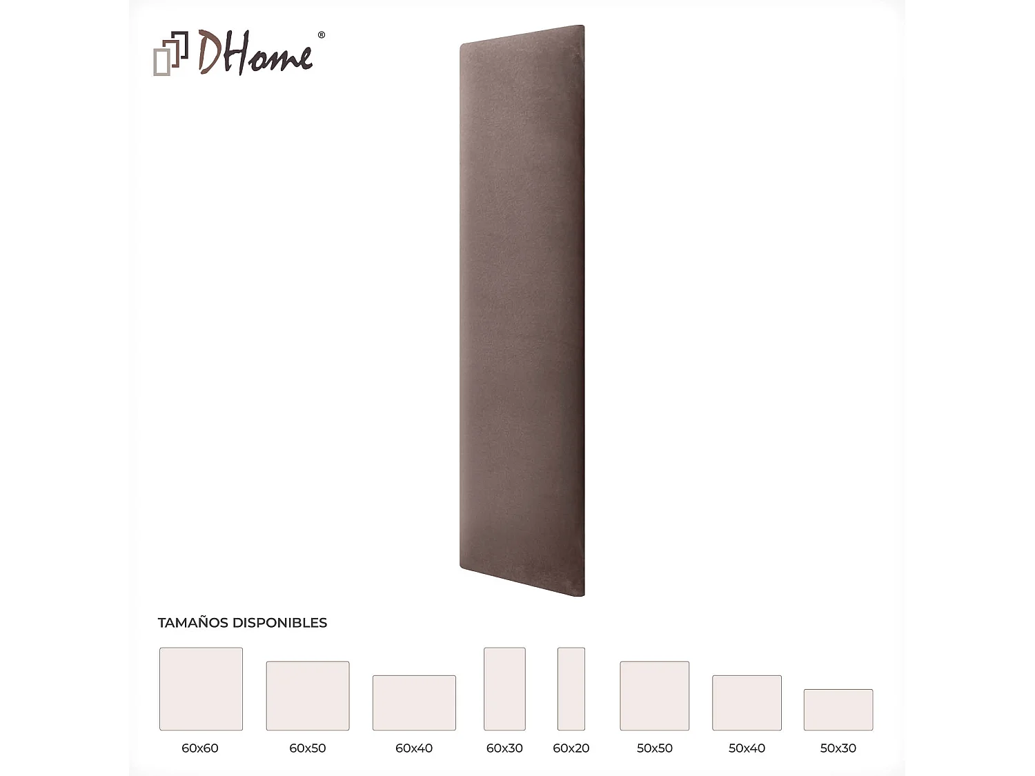 DHOME Panneaux Rembourrés en Velours Premium Autoadhésifs pour Mur Acoustique Absorbant Protection Contre les Chocs, Tete de lit (Marron, 60x20cm)