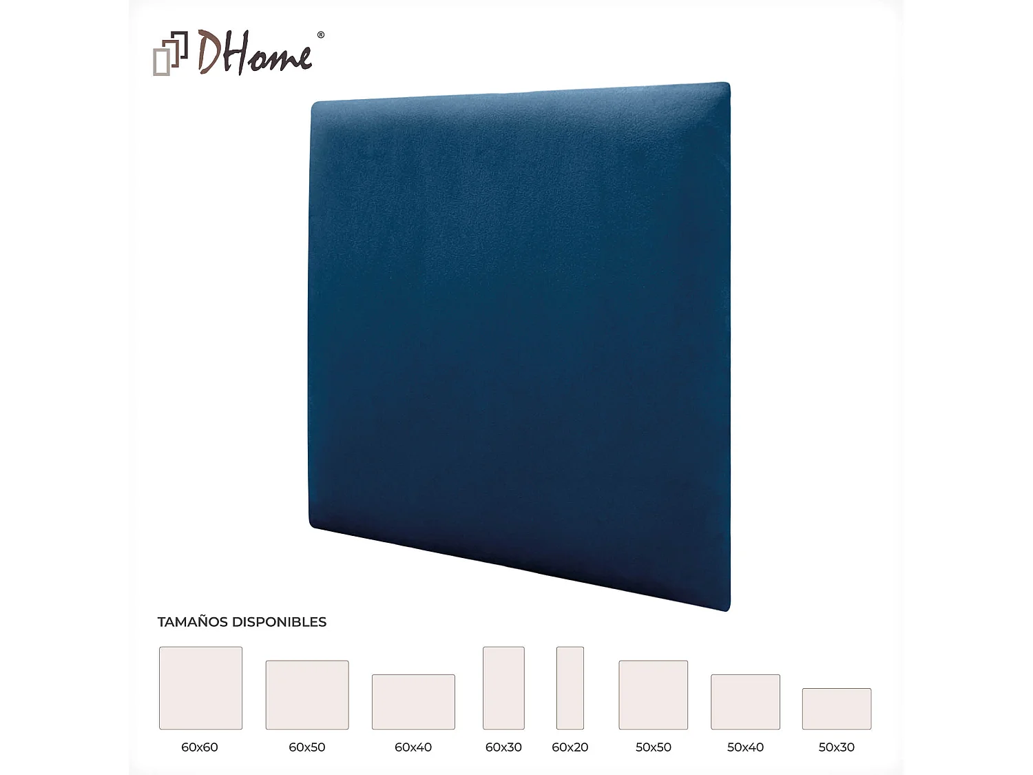DHOME Panneaux Rembourrés en Velours Premium Autoadhésifs pour Mur Acoustique Absorbant Protection Contre les Chocs, Tete de lit (bleu, 60x40cm)