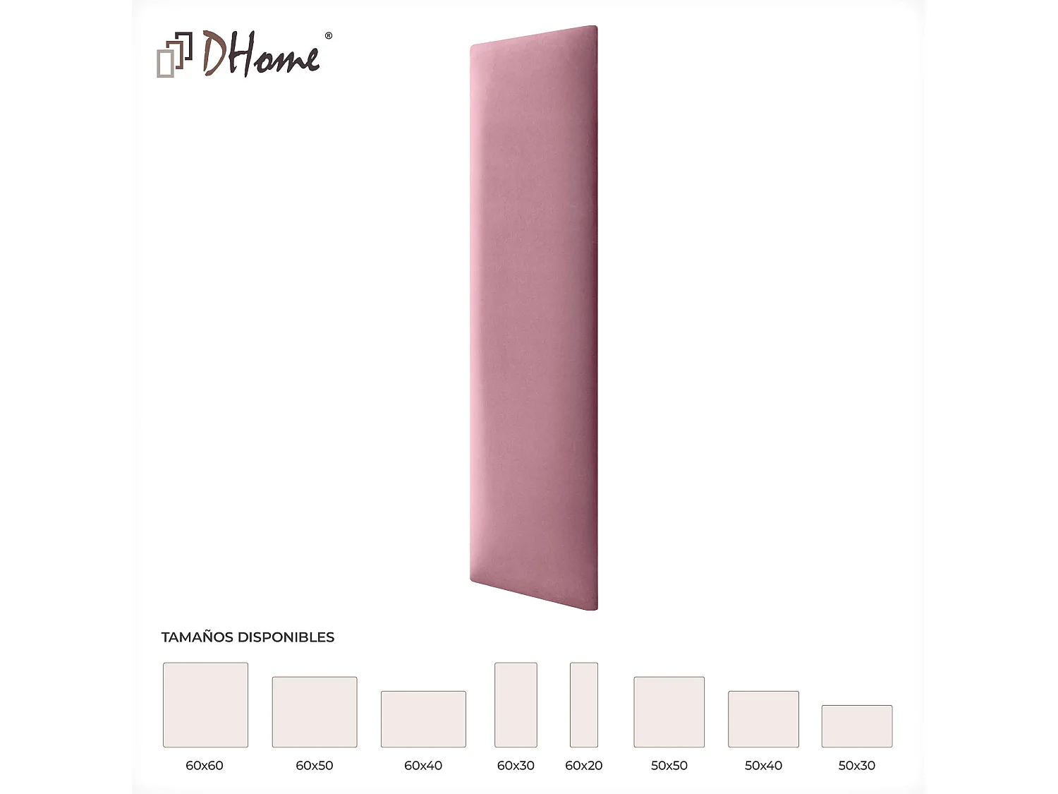 DHOME Panneaux Rembourrés en Velours Premium Autoadhésifs pour Mur Acoustique Absorbant Protection Contre les Chocs, Tete de lit (Rose, 60x30cm)