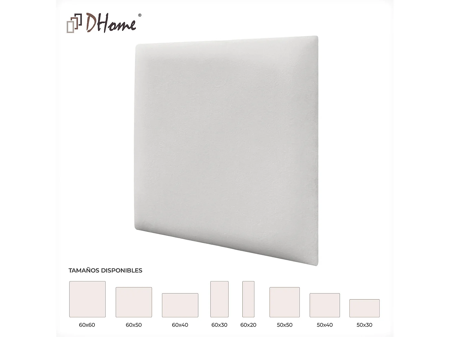 DHOME Panneaux Rembourrés en Velours Premium Autoadhésifs pour Mur Acoustique Absorbant Protection Contre les Chocs, Tete de lit (blanc, 50x50cm)