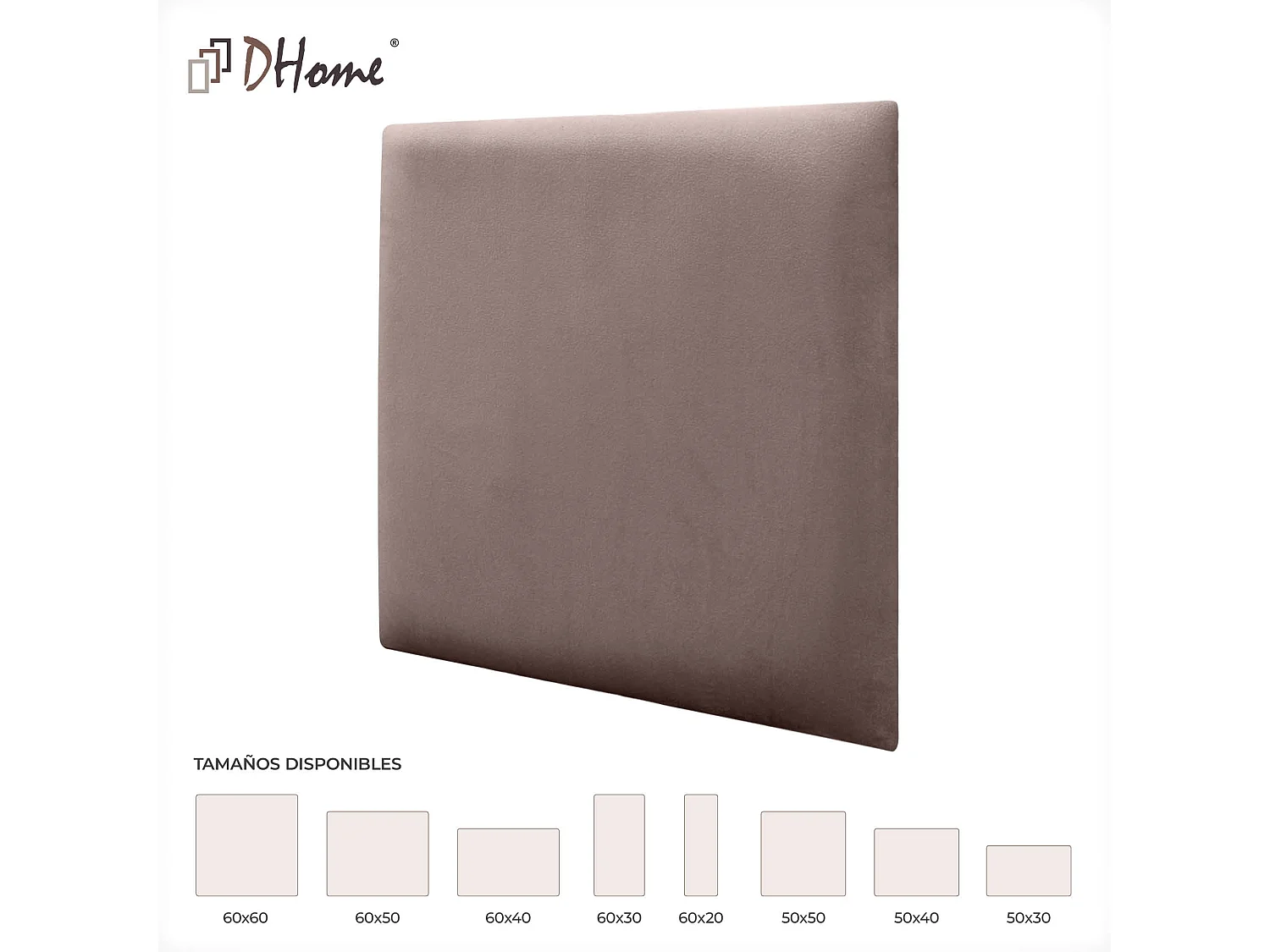 DHOME Panneaux Rembourrés en Velours Premium Autoadhésifs pour Mur Acoustique Absorbant Protection Contre les Chocs, Tete de lit (Marron, 50x30cm)