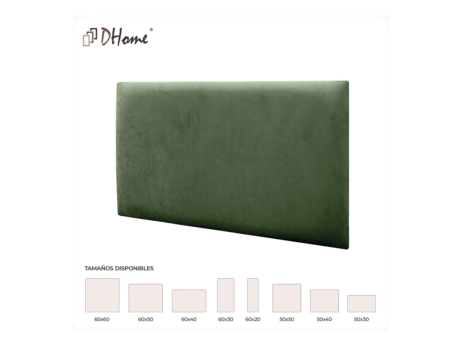 DHOME Pannelli Imbottiti in Velluto Premium Autoadesivi per Parete Fonoassorbenti Protezione Impatti Testiere (Verde Selva, 60x40cm)