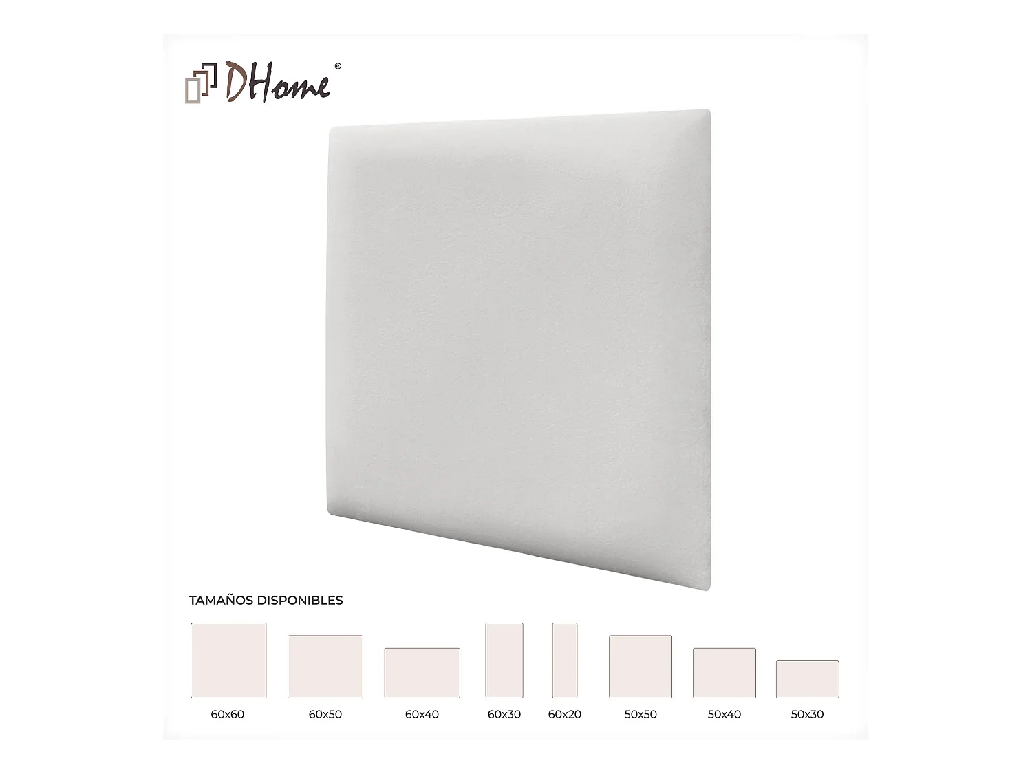 DHOME Panneaux Rembourrés en Velours Premium Autoadhésifs pour Mur Acoustique Absorbant Protection Contre les Chocs, Tete de lit (blanc, 50x30cm)